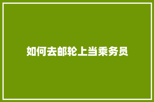 如何去邮轮上当乘务员