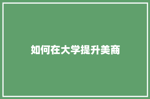 如何在大学提升美商