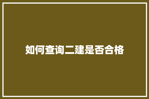 如何查询二建是否合格