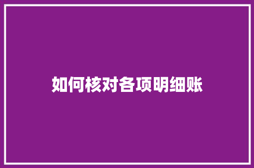 如何核对各项明细账