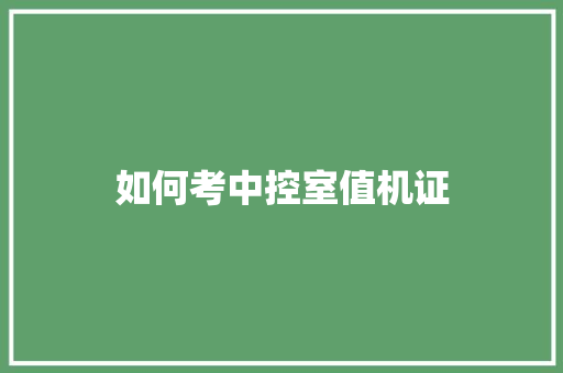 如何考中控室值机证