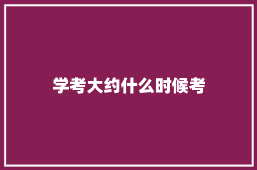 学考大约什么时候考