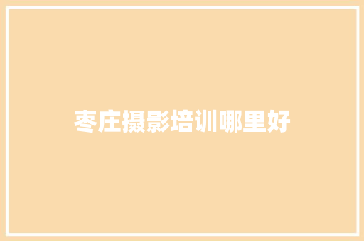 枣庄摄影培训哪里好