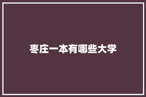 枣庄一本有哪些大学