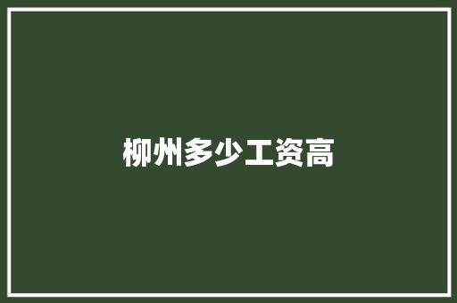 柳州多少工资高