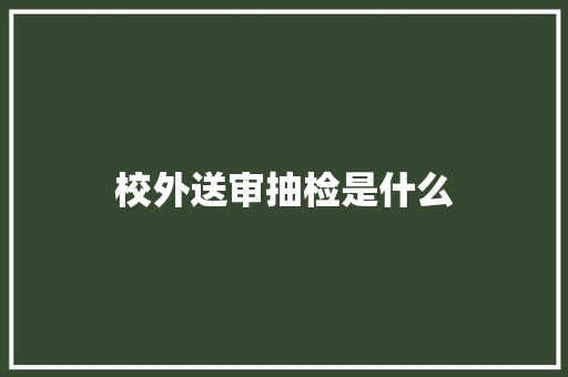 校外送审抽检是什么