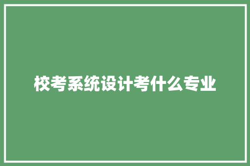 校考系统设计考什么专业