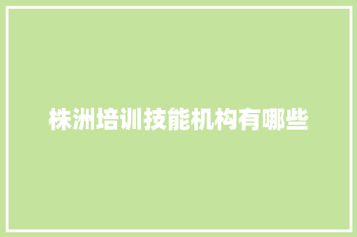 株洲培训技能机构有哪些