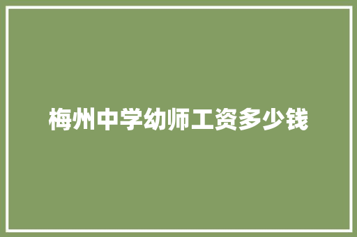梅州中学幼师工资多少钱