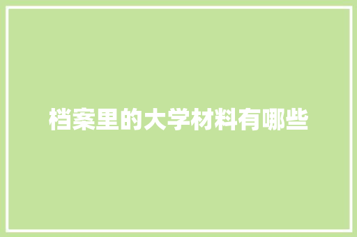 档案里的大学材料有哪些
