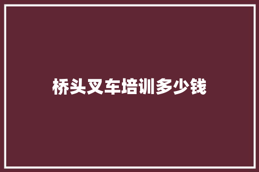 桥头叉车培训多少钱