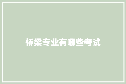 桥梁专业有哪些考试
