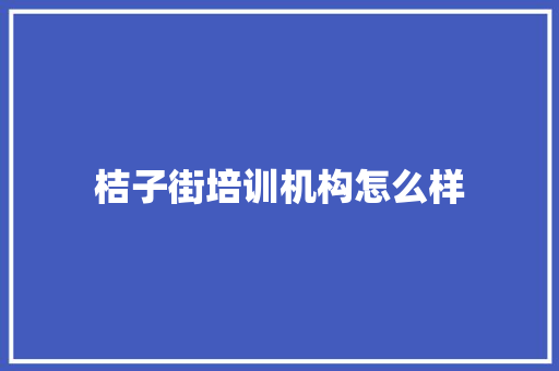 桔子街培训机构怎么样
