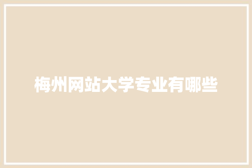 梅州网站大学专业有哪些