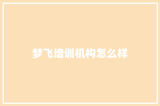 梦飞培训机构怎么样