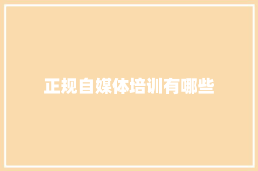 正规自媒体培训有哪些