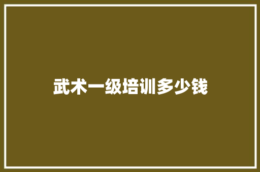 武术一级培训多少钱