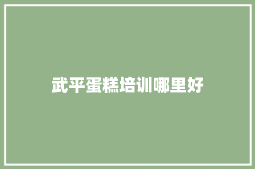 武平蛋糕培训哪里好