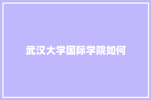 武汉大学国际学院如何