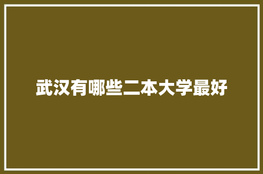 武汉有哪些二本大学最好 说明文范文