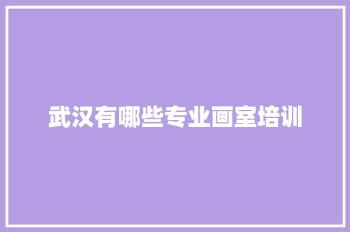 武汉有哪些专业画室培训