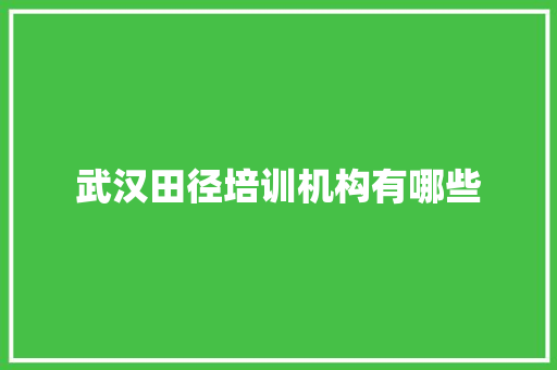 武汉田径培训机构有哪些