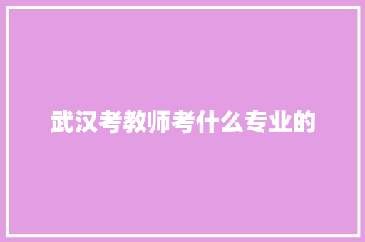 武汉考教师考什么专业的