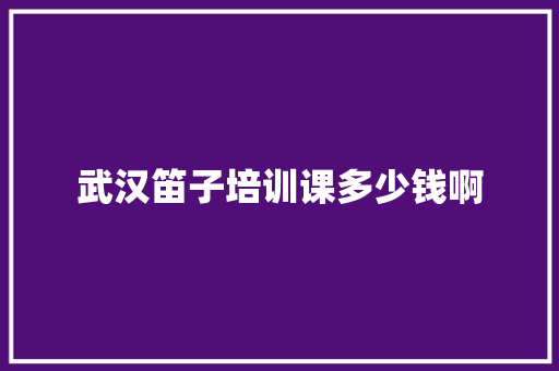 武汉笛子培训课多少钱啊