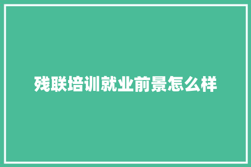 残联培训就业前景怎么样 商业计划书范文