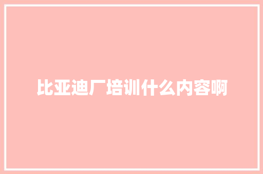 比亚迪厂培训什么内容啊