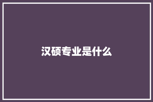 汉硕专业是什么