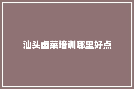 汕头卤菜培训哪里好点