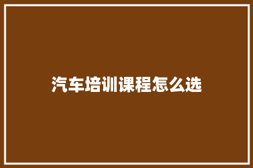 汽车培训课程怎么选