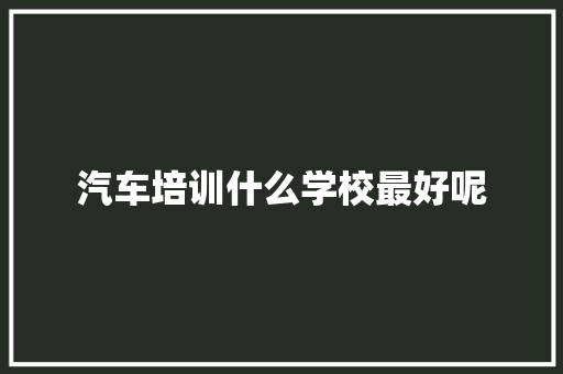 汽车培训什么学校最好呢