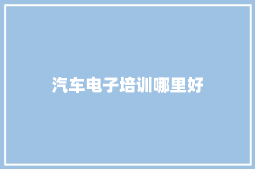 汽车电子培训哪里好