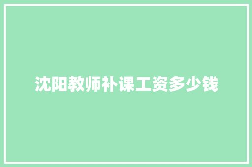 沈阳教师补课工资多少钱