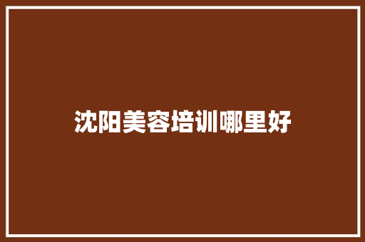 沈阳美容培训哪里好