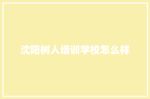 沈阳树人培训学校怎么样