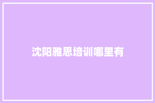 沈阳雅思培训哪里有