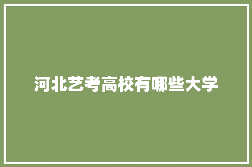 河北艺考高校有哪些大学 散文范文