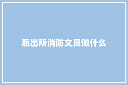 派出所消防文员做什么