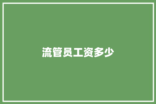 流管员工资多少 应用文范文