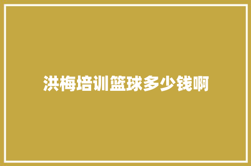 洪梅培训篮球多少钱啊