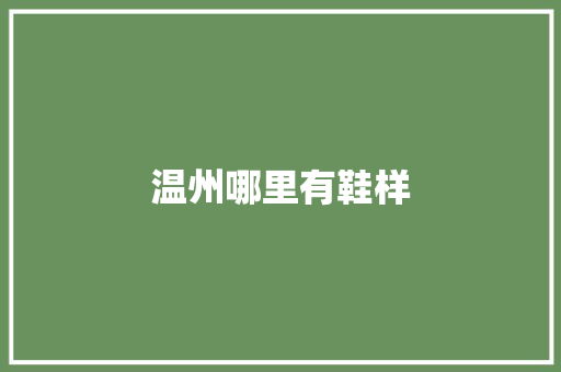 温州哪里有鞋样