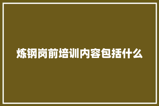 炼钢岗前培训内容包括什么