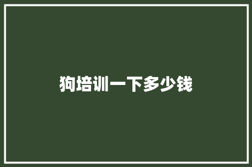 狗培训一下多少钱