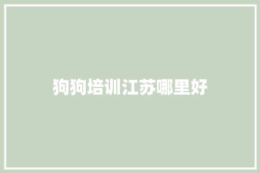 狗狗培训江苏哪里好