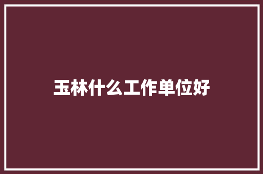 玉林什么工作单位好