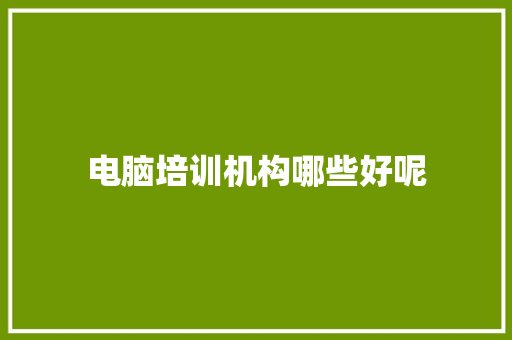 电脑培训机构哪些好呢