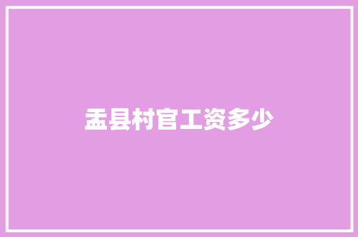 盂县村官工资多少